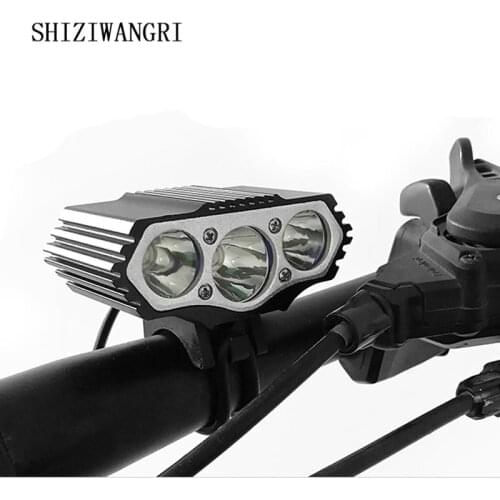 SHIZIWANGRI Waterproof 3*T6 LED Bicycle Light Front Bike Head Light Night Cycling Lamp 5V USB Headlamp Only Lamp No Battery