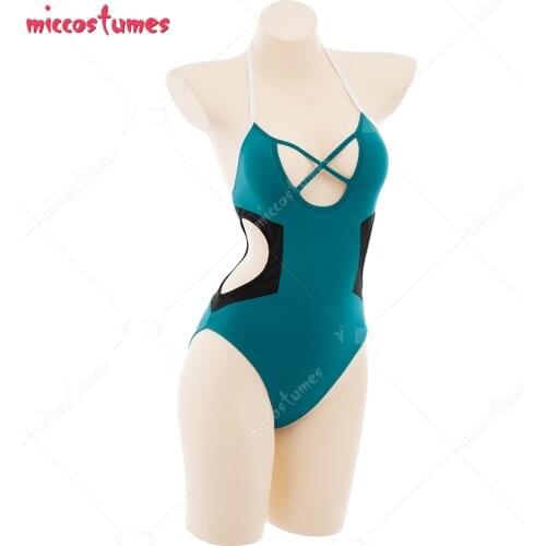 MHA Midoriya Izuku Halter One-Piece Zentai Bodysuit Swimming Suit Bathing Suit Beach Swimsuit Outfit Cosplay Costume