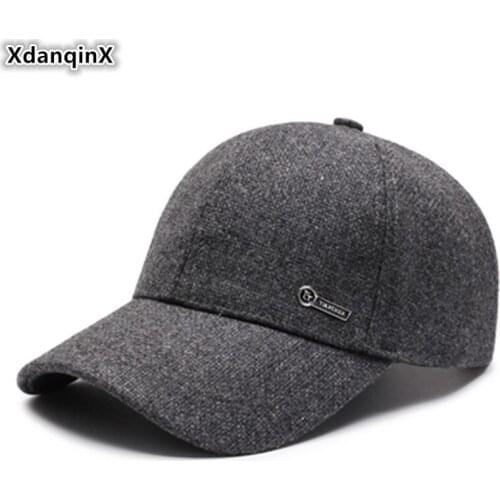 XdanqinX Snapback Cap Autumn Mens Adjustable Size Cotton Baseball Caps Simple Letter Tongue Hat Middle-aged Fashion Sports Cap