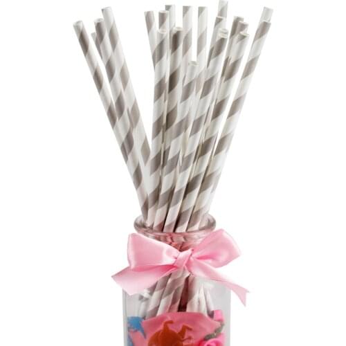 25pcs/lot Gray Paper Drinking Straws Favor For Wedding Decoration Anniversary Day paper straw paper drinking Birthday supplies