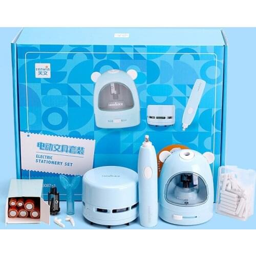 Tenwin Art Electric Erasers Pencil Sharpener Electroni Vacuum Cleaner Set For Kids Painting Drawing Stationery School Supplies