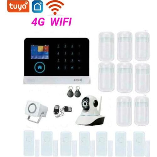 Tuya Smartlife WiFi Wireless Smart Multi-language RFID 4G Home Alarm Network Camera RFID GPRS Alarmes PIR Motion Door Alarm Kits