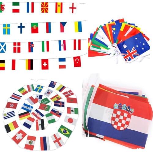 String Hanging Flag Football Soccer 24/32Team National Flag Country World Banner Bunting Europe Countries Flag Euro Cup 14*21cm