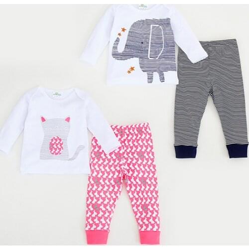 2PCS Spring Autumn Cartoon Baby Boys Girls Clothing Set Long Sleeve Cloth Suits Top Tshirt + Pant Children Cloth Kids Costume