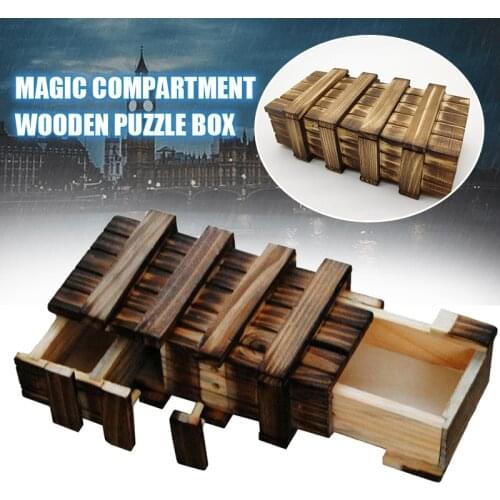 Magic Compartment Magic Puzzle Wooden Box Secret Drawer Compartment Brain Kids Adults Teaser Educational Toy Wood Puzzle Gifts