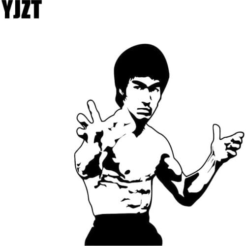 YJZT 12.8CM*15.2CM Bruce Lee Vinyl Decal Car Sticker Martial Artist Black/Silver C3-0060