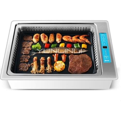 YUNLINLI Smokeless Electric Griddle Commercial Barbecue Griddle 2200W BBQ & Instant-boil Integrated Stove DT-28