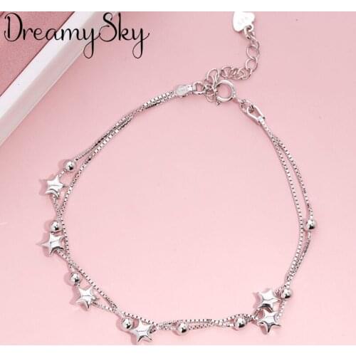 Brand Fashion Silver Color Tassel Star Bracelets For Women Vintage Charms Chain Bracelets Statement Jewelry 2019