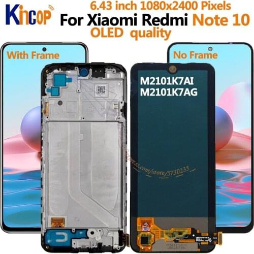 OLED for Xiaomi Redmi Note 10 LCD With Frame Touch Screen Digitizer For Redmi Note10 lcd M2101K7AI M2101K7AG Note10S Display