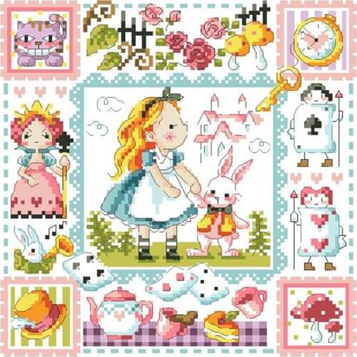 Gold Collection Lovely Counted Cross Stitch Kit Alice in Wonderland Fairy Tale Fairytale Fairyland SO