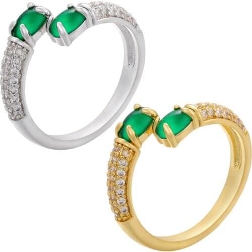 Gold Ring Green Multi-layer Opening Adjustable Snake Shape Rings for Women European and American Style Fashion Jewelry