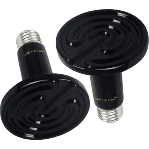 2 Pcs Pet Reptile Lamp 25/50/75/100/150/200W Turtle Ceramic Heating Lamp Infrared Emitter for Reptile Chicken Brooder 110V/220V