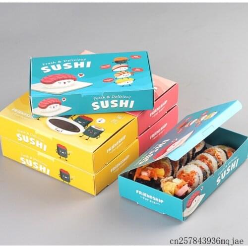 200PCS Disposable Sushi Boxes Paper Packing Box for Fast Food Shop Restaurant Fried Chicken Disposable Box