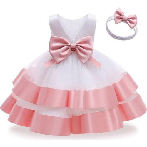 2021 Autumn White Ceremony Dress Girl Beading 1st Birthday Dress For Baby Girl Dress Elegant Princess Dresses Party Christening