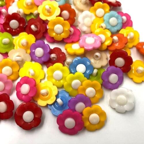 50pcs 17mm flowers plastic buttons with rhinestones apparel sewing accessories mix colors DIY craft PT293