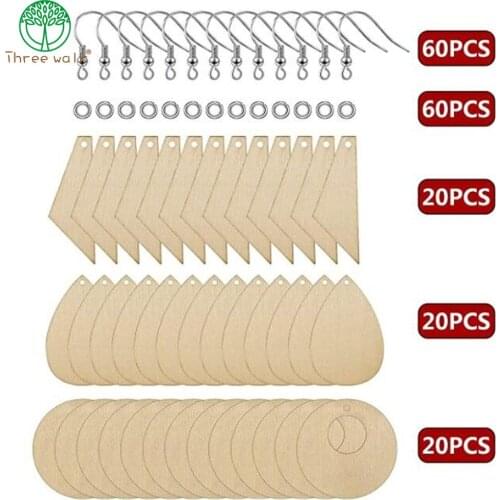 Accessories Jewelry Making European Style Wood Earring Pendant Set Decoration DIY Gift Smooth Unfinished With Hooks Rings Crafts