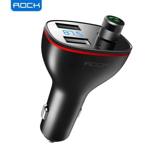 ROCK FM Transmitter Car Wireless Bluetooth 4.2 FM Radio Modulator Car Kit 2.4A USB Car Charger Handsfree Aux Audio MP3 Player