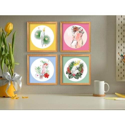 BK Home Decorative 4'lü Retro Wood Tablo-2 Modern Convenient Reliable Decoration Gift Quality Design Simple Vicinity