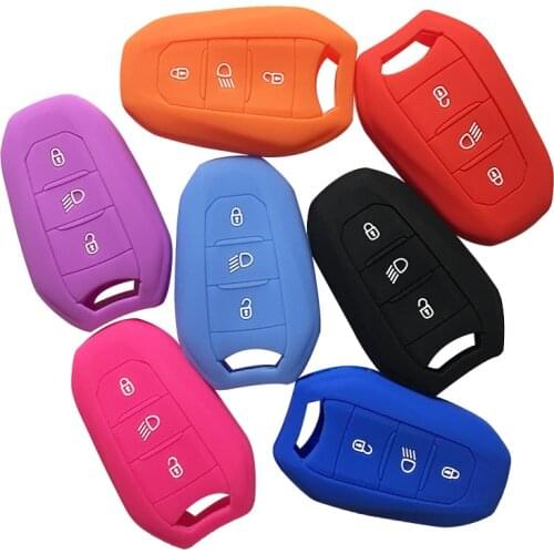3 Buttons Bag Silicone Cap Car Key Cover for Peugeot 2008 308 508 3008 408 4008 Case Car Key Silica Gel Fob Protector Holder Set