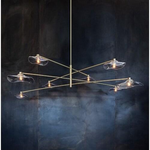 Moder Designer Lotus leaf Glass LED Chandeliers suitable for Dining Room Living Room Hanging lampBedroom Decor Lighting Fixtures