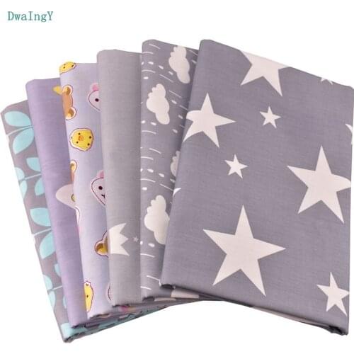DwaIngY 6pcs/lot Gray series Twill Cotton Fabric For Patchwork Cloth DIY Sewing/Quilting Quarters Baby Doll Material 40*50cm