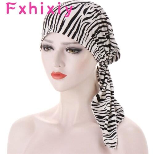 Fashion Women Muslim Cancer Chemo Sexy Leopard Print Hats Turban Cover Hair Loss Head Scarf Wrap Pre-Tied Headwear Bandana