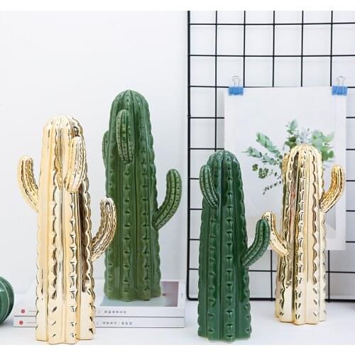 CERAMICS CACTUS ART SCULPTURE CREATIVE CERAMICS CRAFTS DECORATIONS FOR HOME CACTUS COLUMN PLANT STATUE NORDIC HOME DECOR R4378