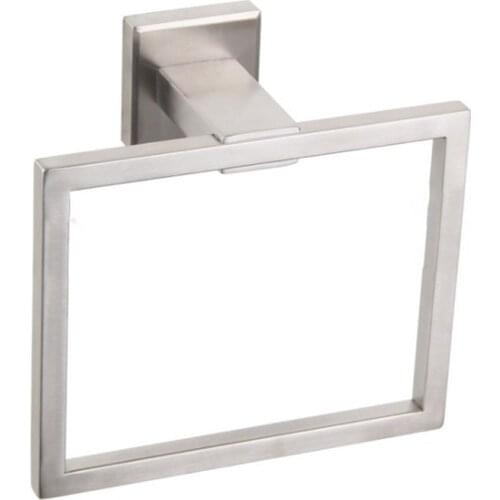 Square Wall-Mounted Towel Rings Stainless Steel Electroplated Brushed Towel Holder For Home Bathroom Toilet Towel Hanger Rack