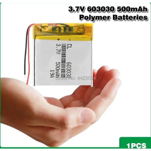 3.7V 500mAh 603030 Lithium Polymer Li-Po li ion Rechargeable Battery For toys speaker Tachograph MP3 MP4 GPS Bluetooth Lipo cell