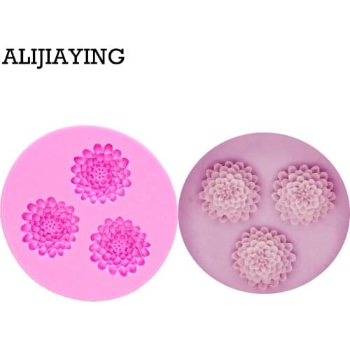 M1164 Chrysanthemum Flower 100% Food-Grade Silicone Baking Molds, Cake Fondant Decorating Tools, Silicone Molds
