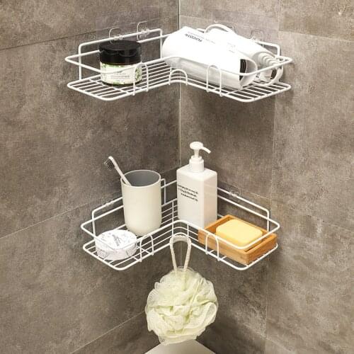 Bathroom Shelf Metal Storage Rack Holder Wall Hanging Shelves Corner Wall Mounted Storage Basket Home Organizer Bath Accessories