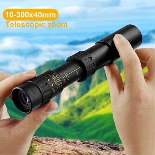 Monocular Spyglass 10-300x40 HD Telescope Powerful Binoculars Professional Weak Night Vision Zoom Hunting Spotting Scope Camping