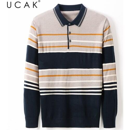 UCAK Brand Autumn Winter Casual Sweaters Men Clothes Streetwear Fashion Turn-down Collar Sweater Pullover Homme Clothing U1138