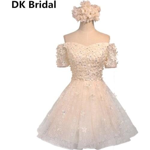 New Mini A-Line Short Homecoming Dresses 2019 With Lace Flowers Prom Party Dresses Graduation Dress Cocktail Dresses