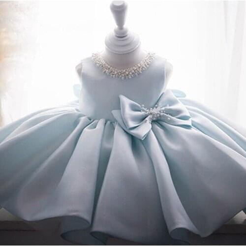 Bowknot Vintage Baby Girls Dress Opening Ceremony Clothing Tutu Party Elegant Wear Girls Princess Dress Summer Weeding Clothes