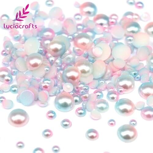 Lucia crafts 3/4/5/6/8mm Half Round Imitation Pearls Flatback Scrapbook Beads DIY For Garment/Phone Case/Nail Making F0316