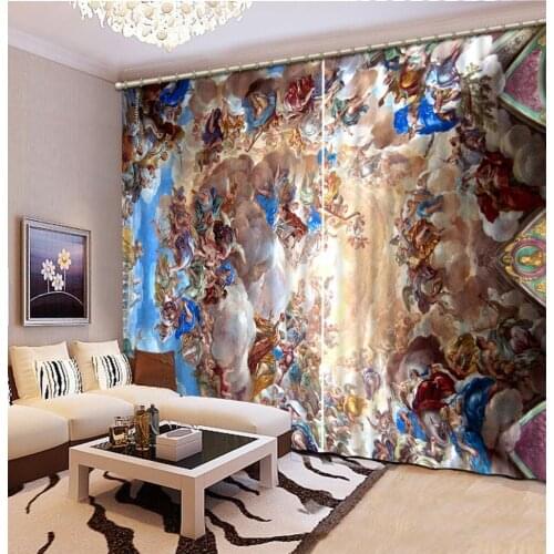 Europe curtains Luxury Blackout 3D Window Curtain For Living Room angel curtains