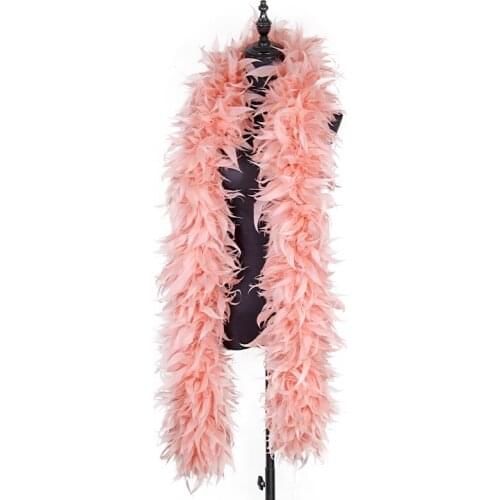 Pink Dyeing Goose Feather Boa 2 Yards/lot Goose Feather Ribbon Shawl Scarf Wedding Dress Decoration Customize Plumes Crafts 230G