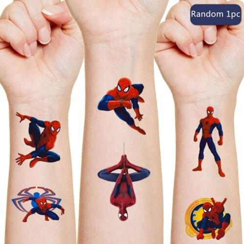 Marvel The Avengers Spiderman Original Tattoo Stickers Random 1pcs 3D Sticker Anime Figures Cartoon Toys for Boys Birthday Gifts