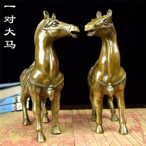 Do the old antique bronze horse copper copper brass lucky horse Zodiac Tang Ma Wang business office room decorationroom Art
