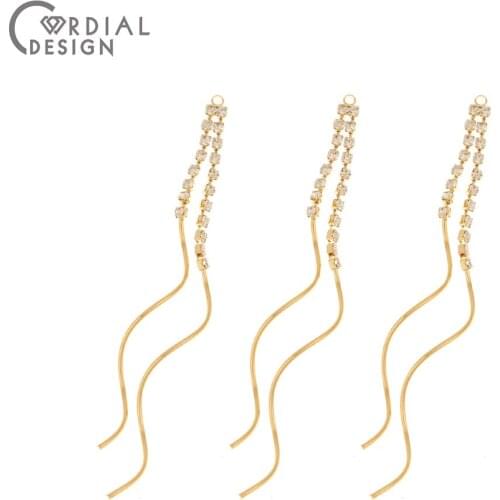 Cordial Design 20Pcs 5*81MM Jewelry Accessories/CZ Charms/Twisty Shape/Genuine Gold Plating/Hand Made/DIY Earring Findings