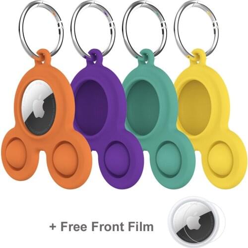 Lovely Silicone Protective Case Cover For Apple Airtag Tracker Protect Sleeve With Buckle Protective Film Anti Fall / Scratches