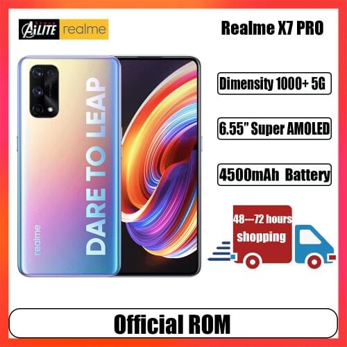 Realme X7 Pro 8GB 128GB 5G Mobile Phone MTK1000+ 6.55"FHD+ 120Hz AMOLED 65W Fast Charge NFC 64MP Quad Camera Cellphone