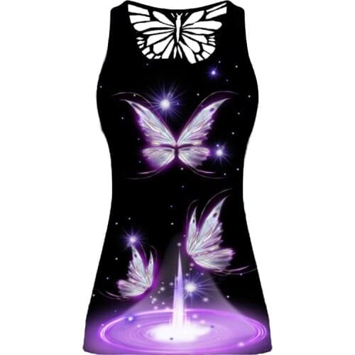 Plus Size Graphic Print Tank Tops for Women Hollow Out Butterfly Sleeveless Bodycon Tee Shirts Lady Casual Y2K Summer Clothes