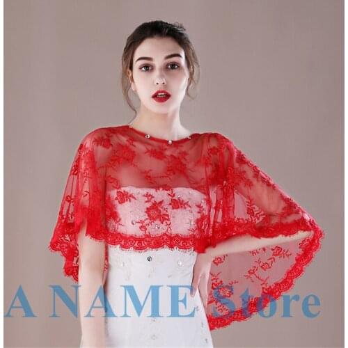 ISHSY Women Shawl Bridal Wedding Bolero Cover Up for Evening Party Lace Beaded Bridesmaid Wraps Asymetric Capes Veste Chaqueta