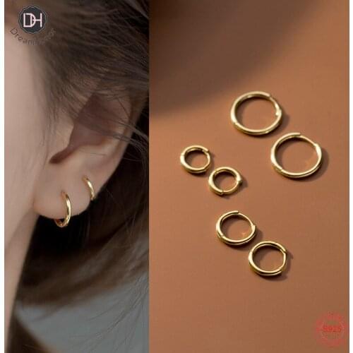 Dreamhonor Different Size Solid 925 Sterling Silver Round Silver/Gold Clip Earrings Women Wholesale Jewelry