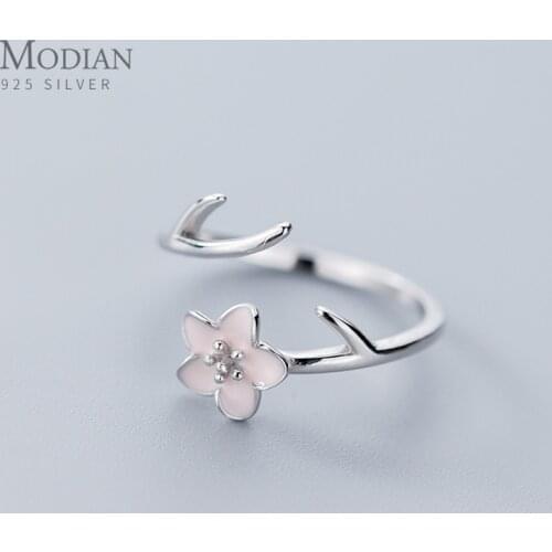 Modian New Arrive 925 Sterling Silver Lovely Plum Blossom Flower Branch Rings For Women Free Size Rings Fine Jewelry 2020 Design