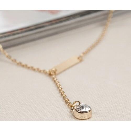 Gold necklace Fashion Style Women Lady Y Shaped Design Alloy Chain Pendant Necklace W_S (Color: Gold) HSJ88