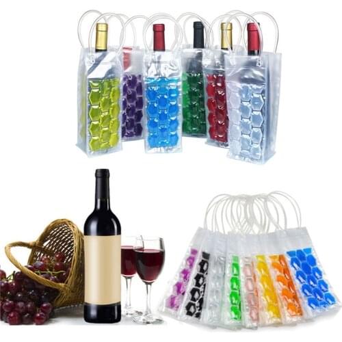 1PC PVC Wine Bottle Freezer Bag Champagne Cooler Beer Cooling Gel Ice Carrier Holder With Handles Portable Liquor Ice-cold Tools