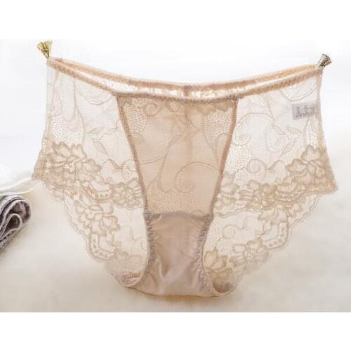 1 PC 100% Pure Knit Silk Womens Sexy Lace Panties Brief Underwear Lingerie M L XL SG011